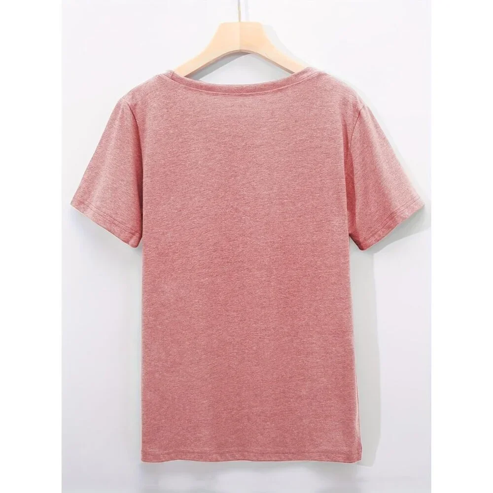 Women's T-Shirt Short Sleeve Crewneck Graphic Tees Printed Casual Summer Tops - Picture 2 of 5